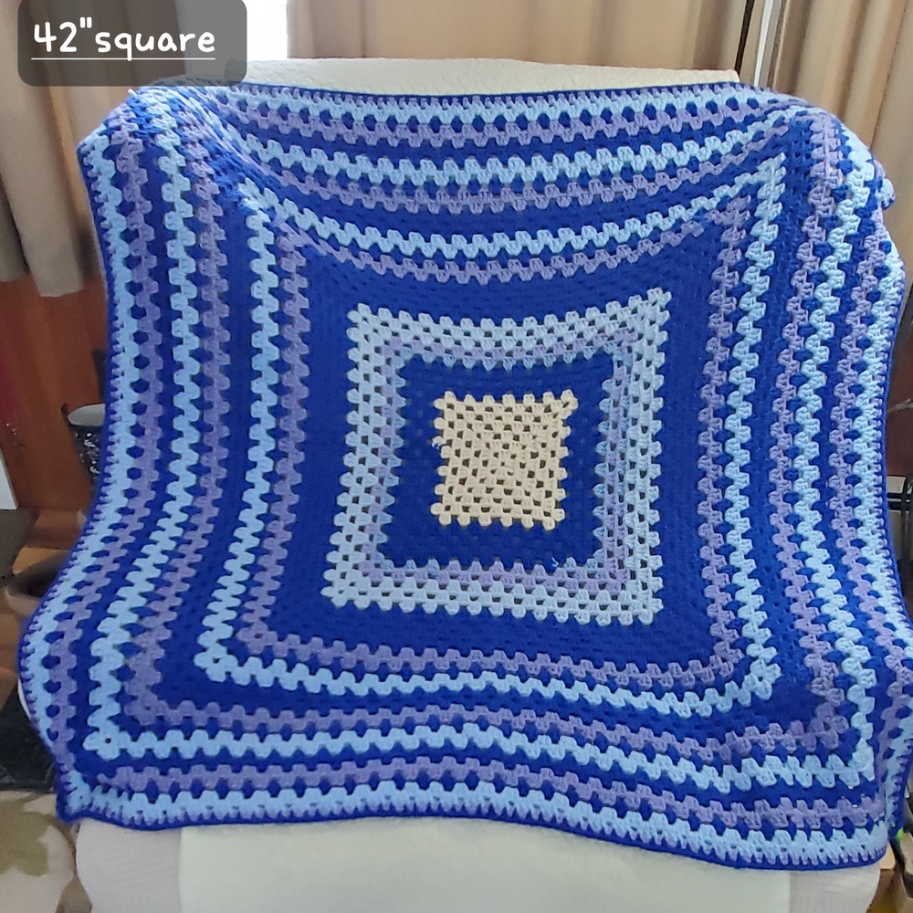 Handmade Blue and White Crochet Blanket